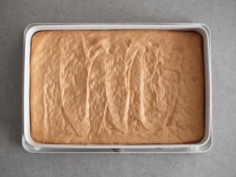 w prostokątnej formie Dr. Oetkera upieczony spód biszkoptowy