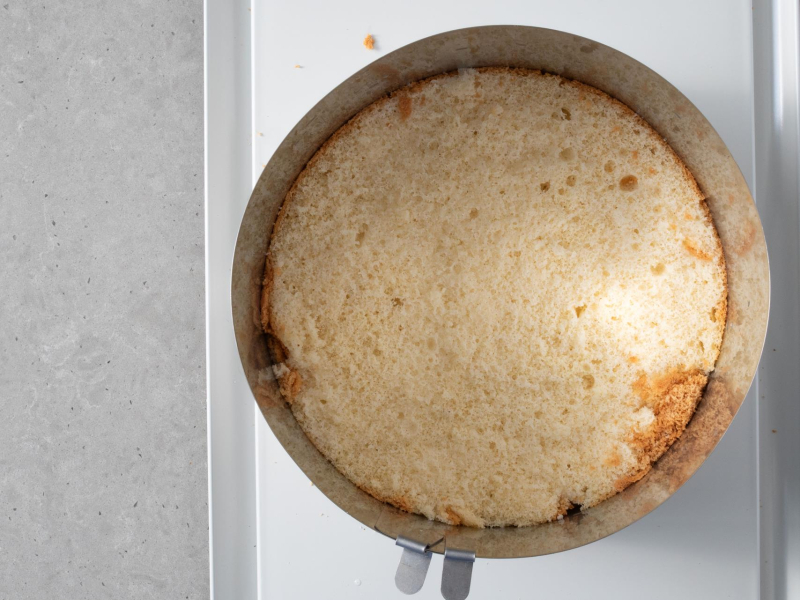 Blat biszkoptu w rancie cukierniczym.