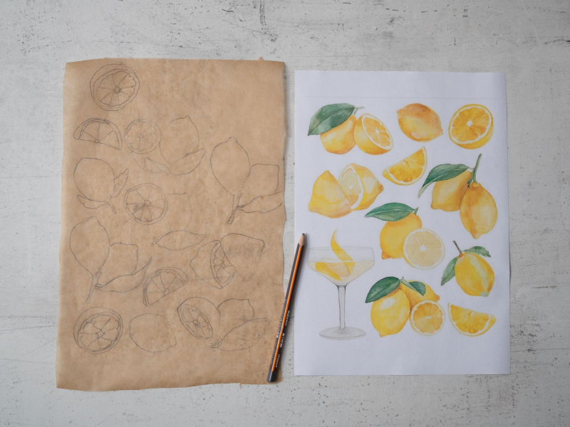 na papierze do pieczenia narysowany wzór