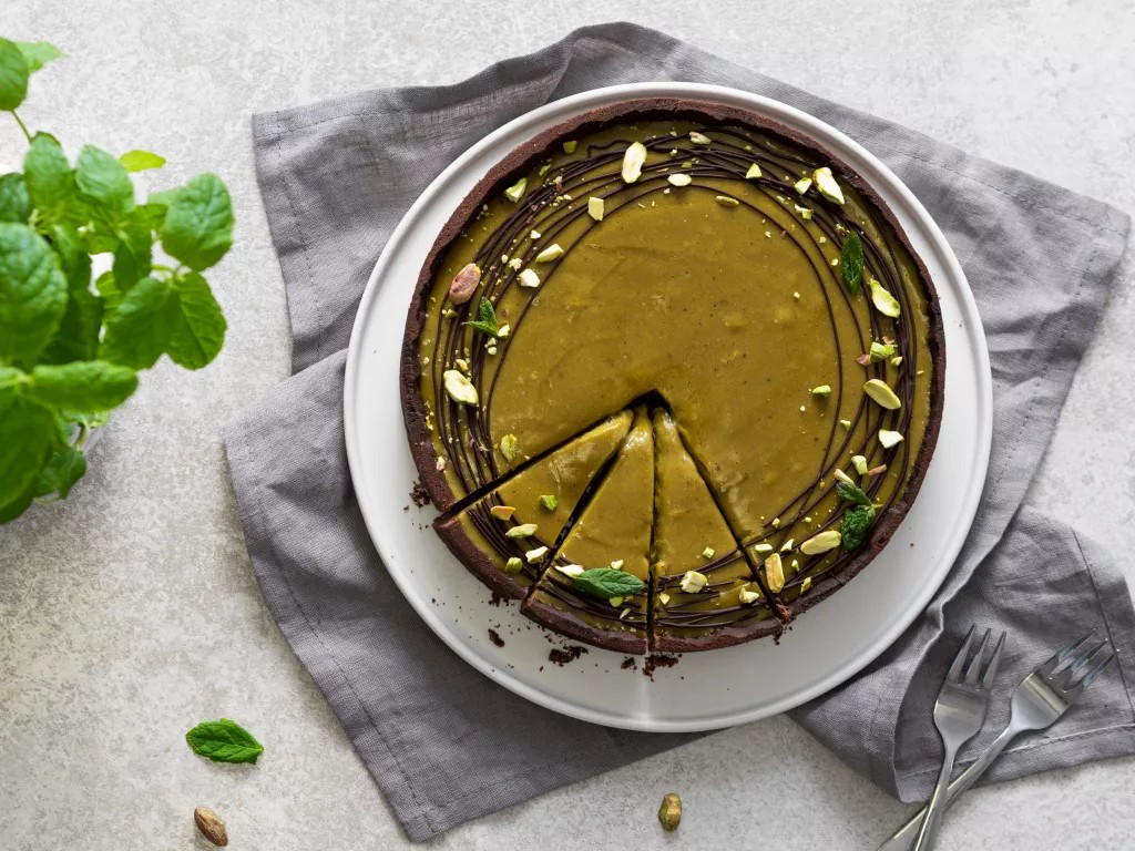 wegańska tarta pistajowa