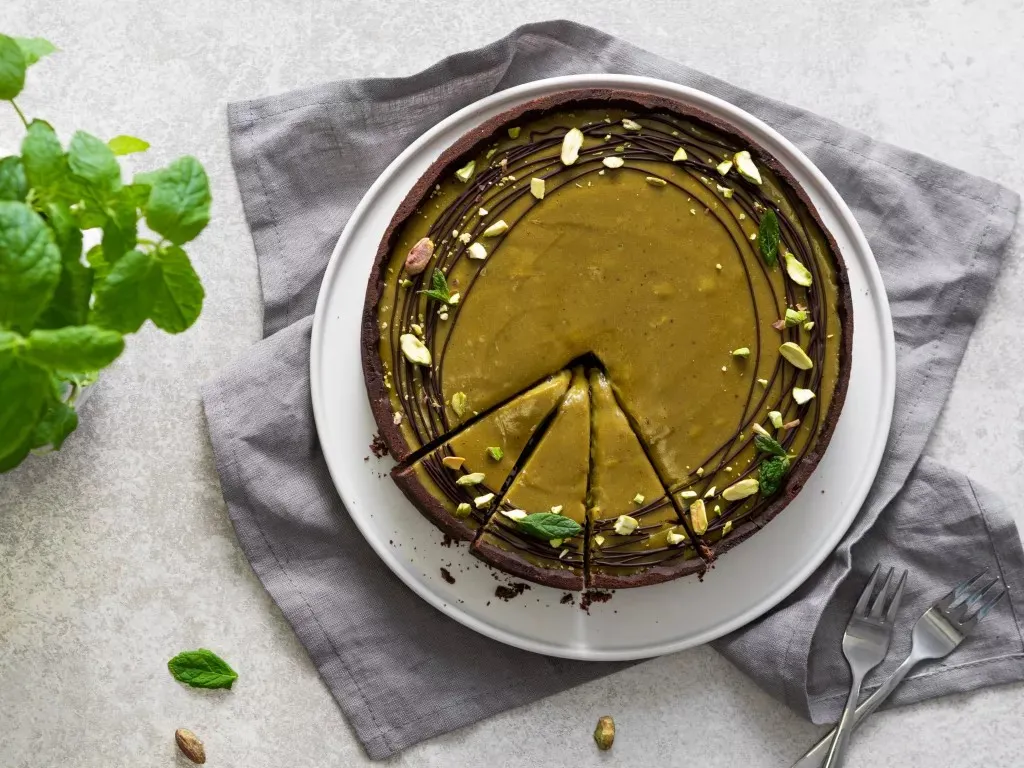 wegańska tarta pistajowa