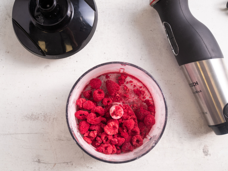 liofilizowane owoce w malakserze